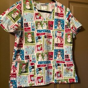 SB Scrubs Winter Snowman Scrub Top